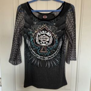 Harley Davidson Shirt Gray in color and size medium.